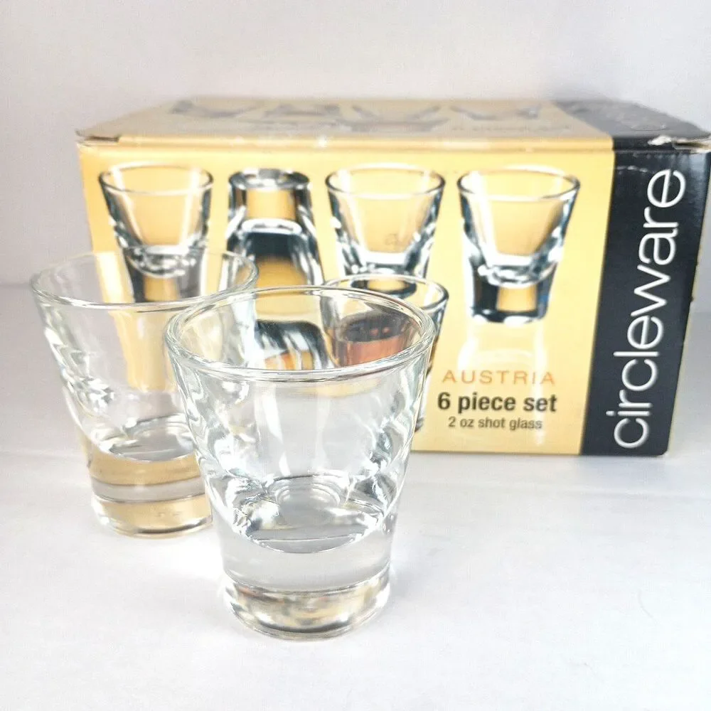 In Box Circleware Austria 6 Piece Set 2 Oz Shot Glasses Heavy Weight Style 42725